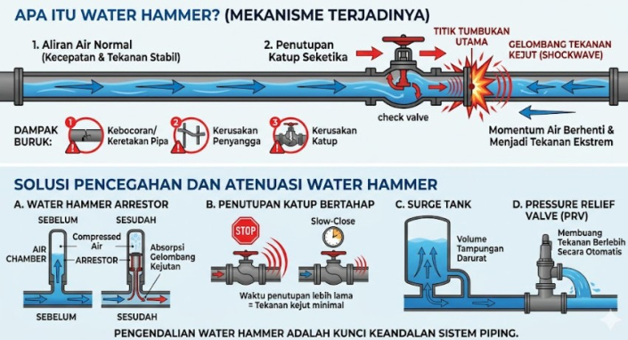 skema terjadinya water hammer