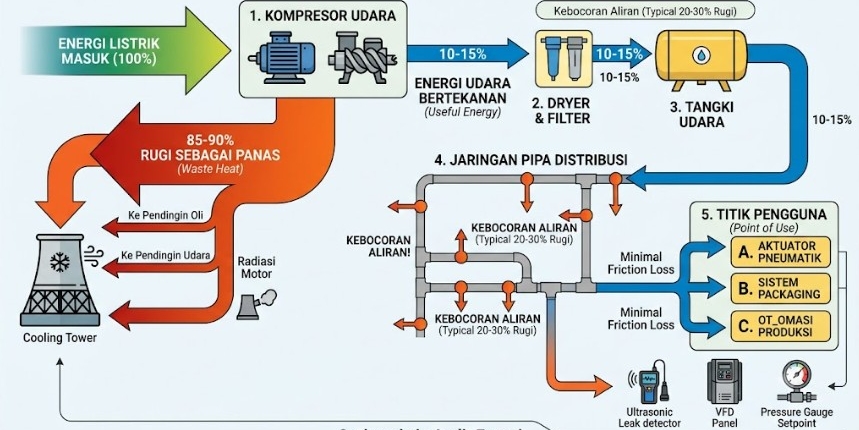 optimasi audit energi pompa dan kompressor